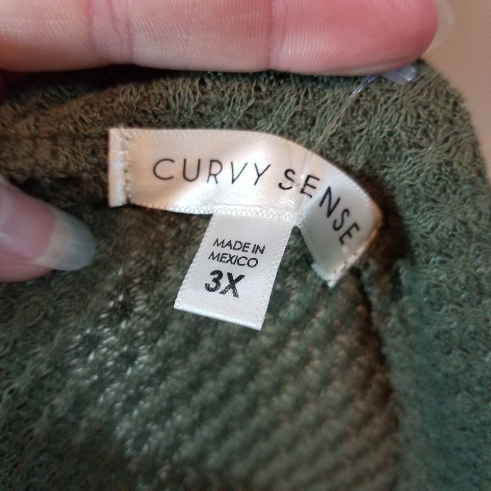 Curvy Sense Green Ribbed Knit Knot Front Blouse Size 3x — image 4 of 5